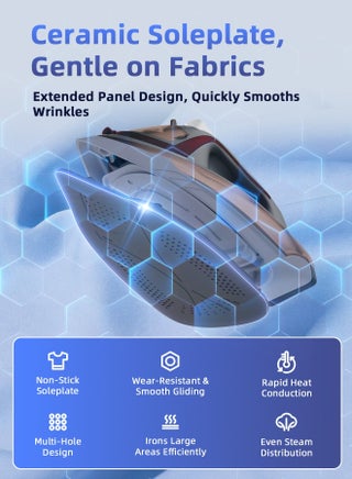 Adjustable steam spray iron with non-stick soleplate and spray function 450 ml 2200W Black - view 3